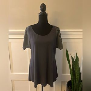 MM Couture by Miss Me Short Sleeve Beaded Shirt